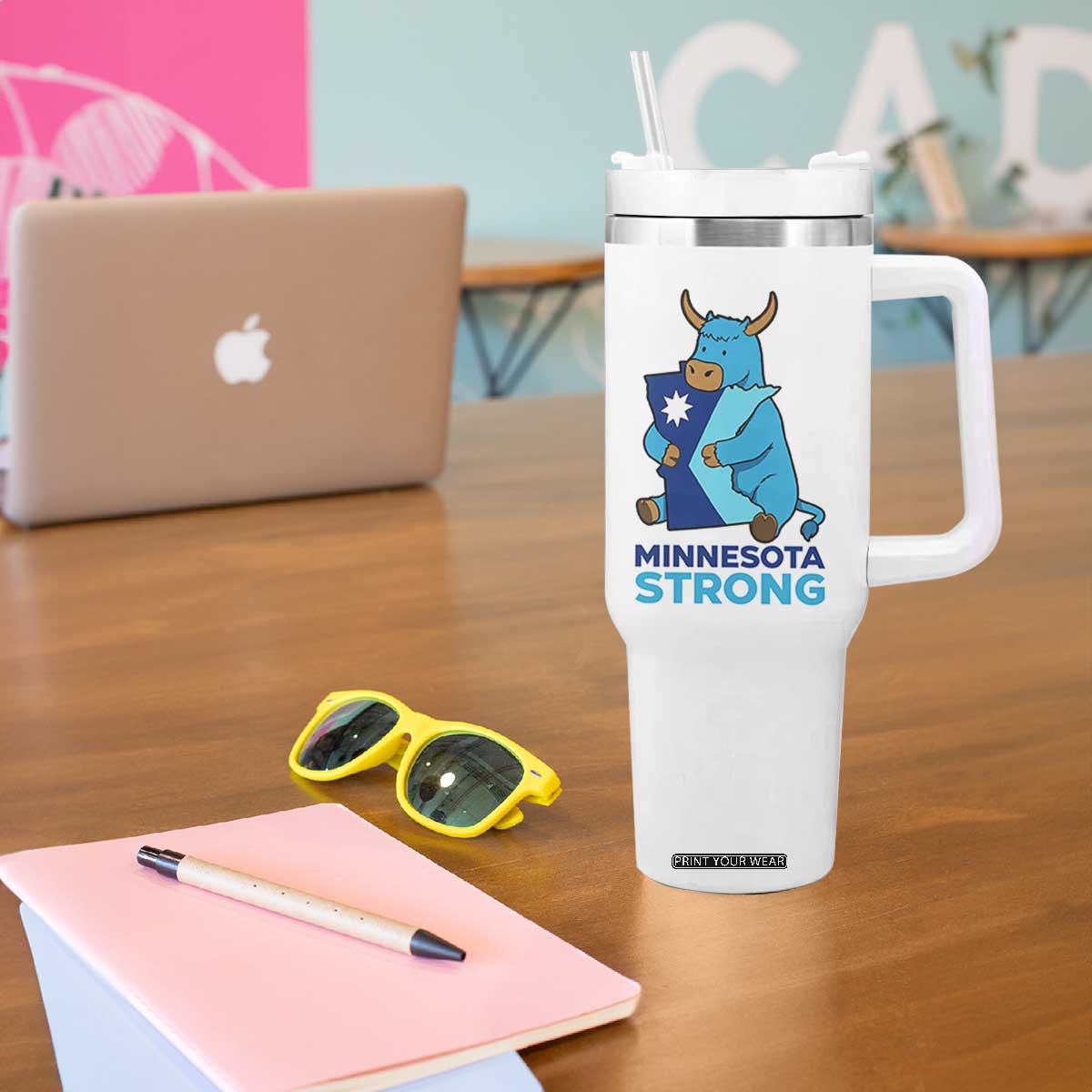 Minnesota Strong Tumbler With Handle Blue Ox Midwest Folklore Heritage TS12 Print Your Wear