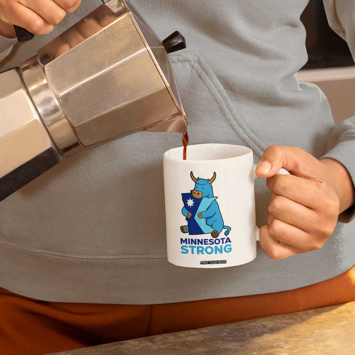 Minnesota Strong Coffee Mug Blue Ox Midwest Folklore Heritage TS12 Print Your Wear