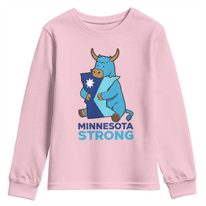 Minnesota Strong Youth Sweatshirt Blue Ox Midwest Folklore Heritage TS12 Light Pink Print Your Wear