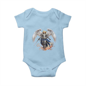 Archangel Saint Michael Warrior Baby Onesie Catholic Protection Gift TS12 Light Blue Print Your Wear