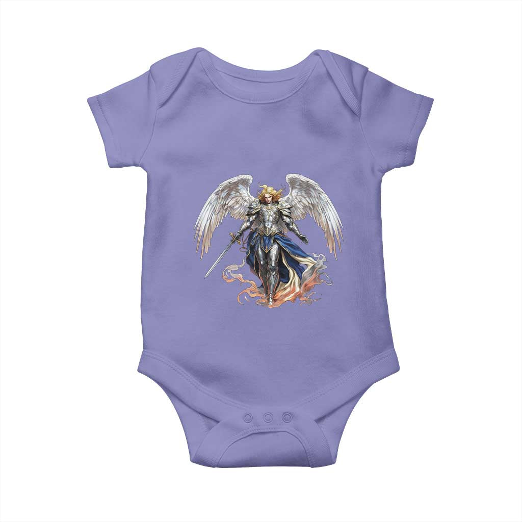 Archangel Saint Michael Warrior Baby Onesie Catholic Protection Gift TS12 Violet Print Your Wear