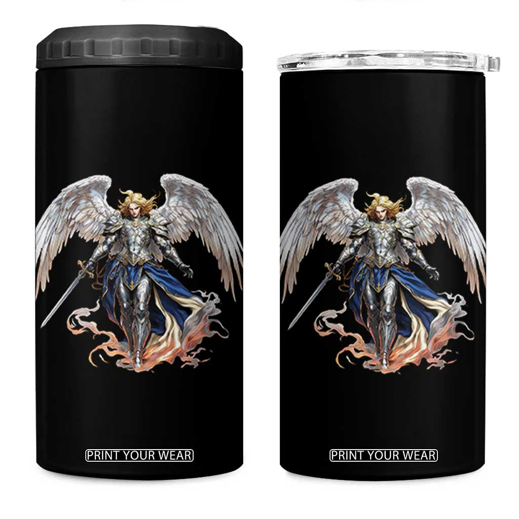 Archangel Saint Michael Warrior 4 in 1 Can Cooler Tumbler Catholic Protection Gift TS12 One Size: 16 oz Black Print Your Wear