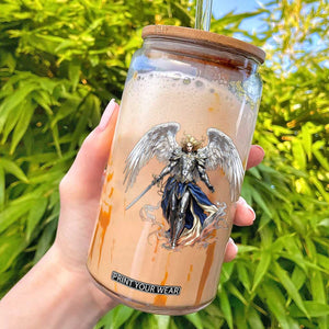 Archangel Saint Michael Warrior Glass Can Catholic Protection Gift TS12 Black Print Your Wear