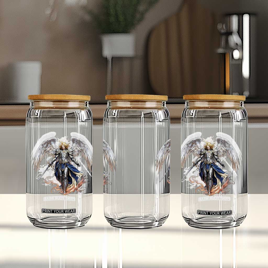 Archangel Saint Michael Warrior Glass Can Catholic Protection Gift TS12 Print Your Wear