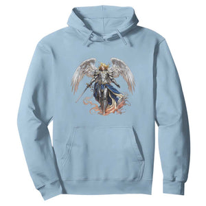 Archangel Saint Michael Warrior Hoodie Catholic Protection Gift TS12 Light Blue Print Your Wear