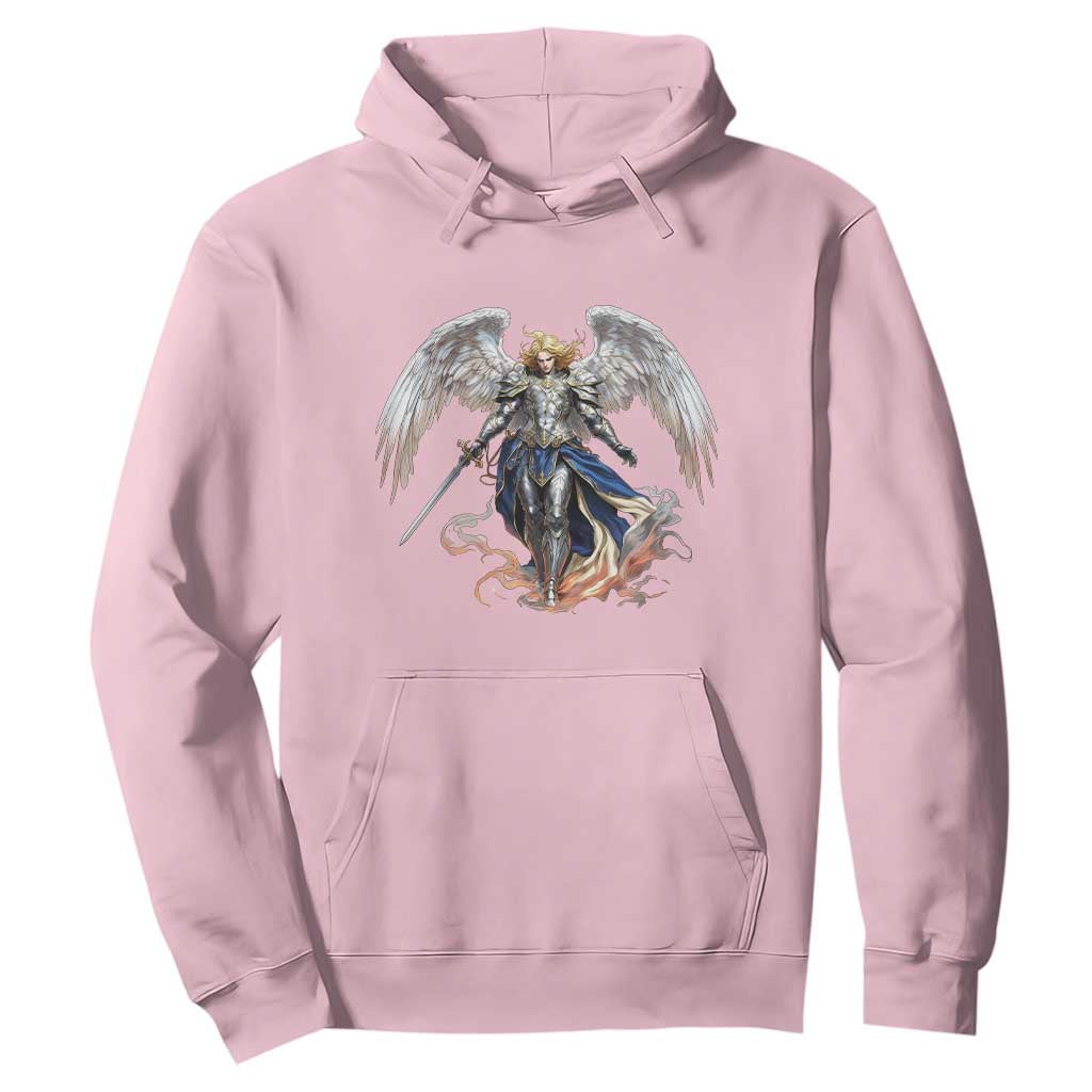 Archangel Saint Michael Warrior Hoodie Catholic Protection Gift TS12 Light Pink Print Your Wear