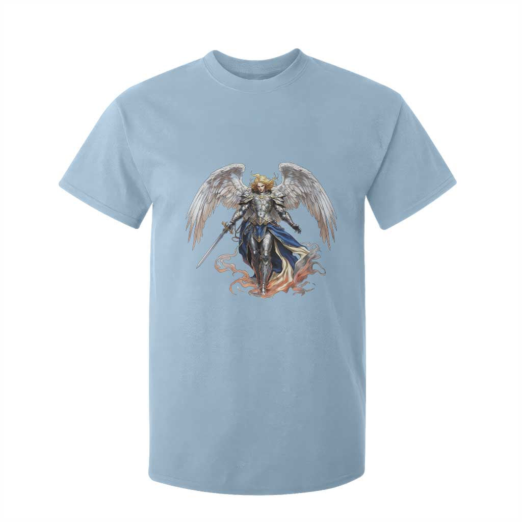 Archangel Saint Michael Warrior T Shirt For Kid Catholic Protection Gift TS12 Light Blue Print Your Wear