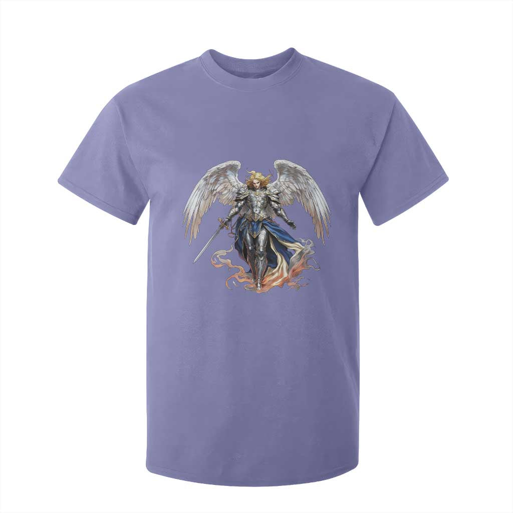 Archangel Saint Michael Warrior T Shirt For Kid Catholic Protection Gift TS12 Violet Print Your Wear