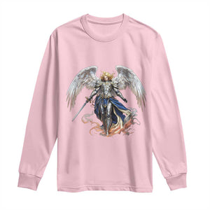 Archangel Saint Michael Warrior Long Sleeve Shirt Catholic Protection Gift TS12 Light Pink Print Your Wear