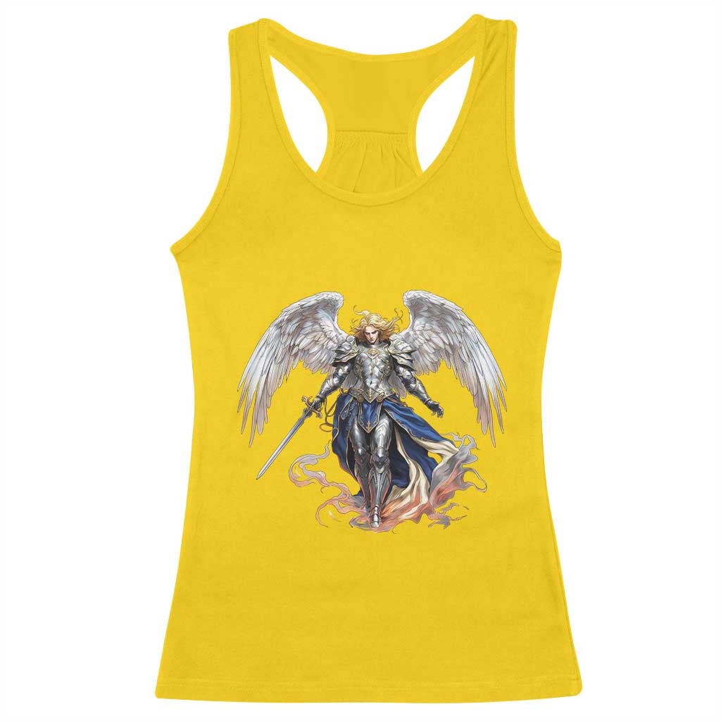 Archangel Saint Michael Warrior Racerback Tank Top Catholic Protection Gift TS12 Daisy Print Your Wear