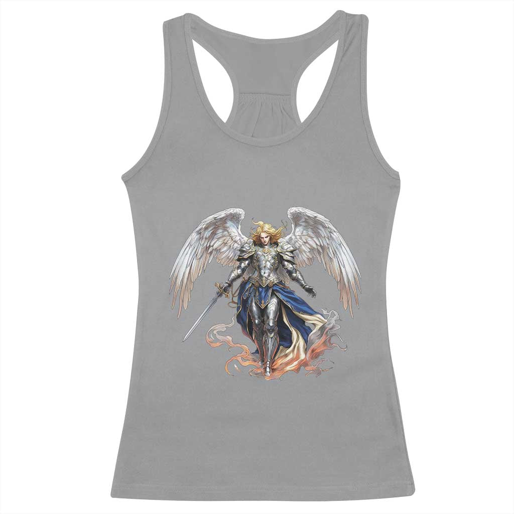 Archangel Saint Michael Warrior Racerback Tank Top Catholic Protection Gift TS12 Sport Gray Print Your Wear