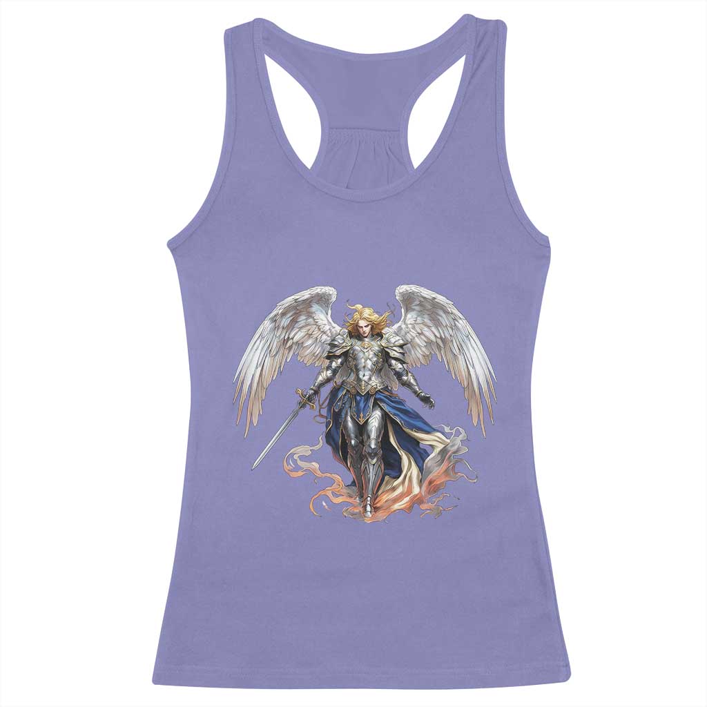 Archangel Saint Michael Warrior Racerback Tank Top Catholic Protection Gift TS12 Violet Print Your Wear