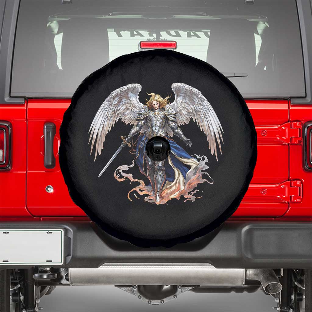 Archangel Saint Michael Warrior Spare Tire Cover Catholic Protection Gift TS12 Black Print Your Wear