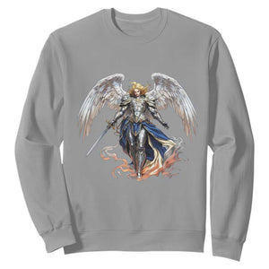 Archangel Saint Michael Warrior Sweatshirt Catholic Protection Gift TS12 Sport Gray Print Your Wear