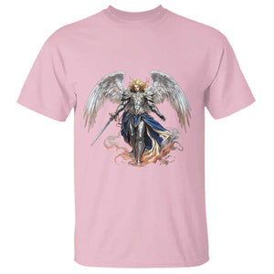 Archangel Saint Michael Warrior T Shirt Catholic Protection Gift TS12 Light Pink Print Your Wear