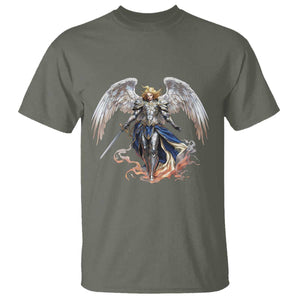 Archangel Saint Michael Warrior T Shirt Catholic Protection Gift TS12 Military Green Print Your Wear