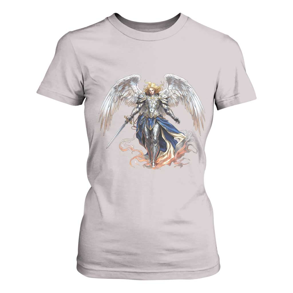 Archangel Saint Michael Warrior T Shirt For Women Catholic Protection Gift TS12 Ice Gray Print Your Wear