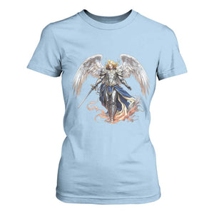 Archangel Saint Michael Warrior T Shirt For Women Catholic Protection Gift TS12 Light Blue Print Your Wear