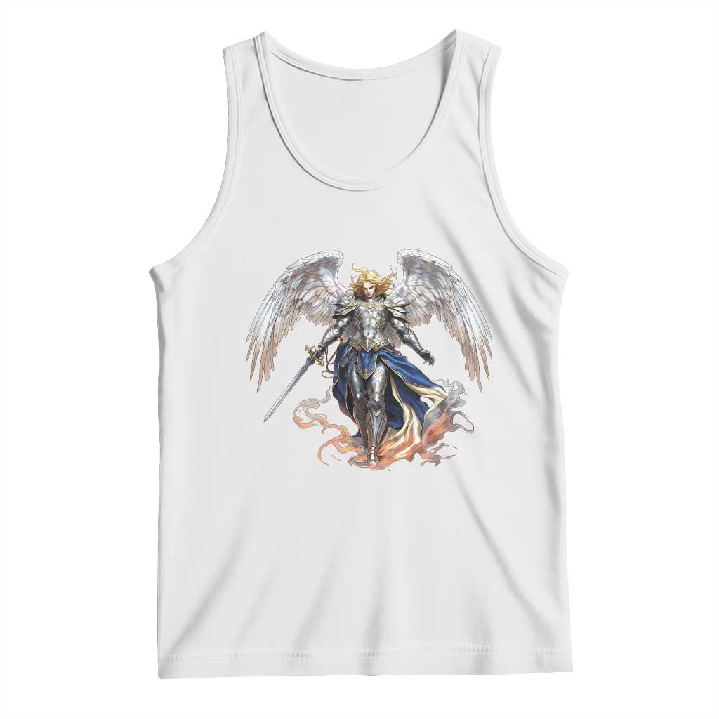 Archangel Saint Michael Warrior Tank Top Catholic Protection Gift TS12 White Print Your Wear