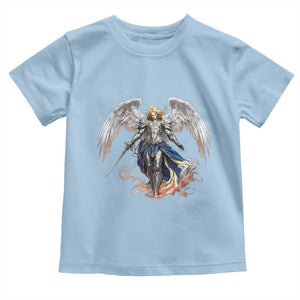 Archangel Saint Michael Warrior Toddler T Shirt Catholic Protection Gift TS12 Light Blue Print Your Wear