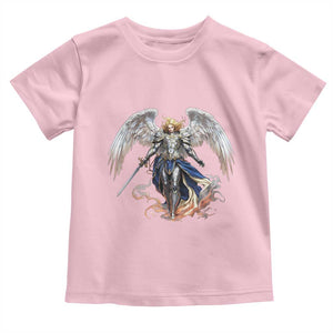 Archangel Saint Michael Warrior Toddler T Shirt Catholic Protection Gift TS12 Light Pink Print Your Wear