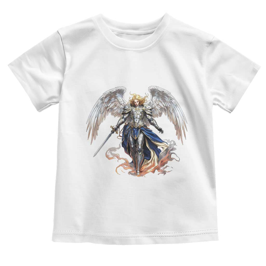Archangel Saint Michael Warrior Toddler T Shirt Catholic Protection Gift TS12 White Print Your Wear