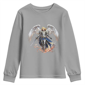 Archangel Saint Michael Warrior Youth Sweatshirt Catholic Protection Gift TS12 Sport Gray Print Your Wear