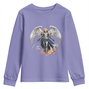 Archangel Saint Michael Warrior Youth Sweatshirt Catholic Protection Gift TS12 Violet Print Your Wear
