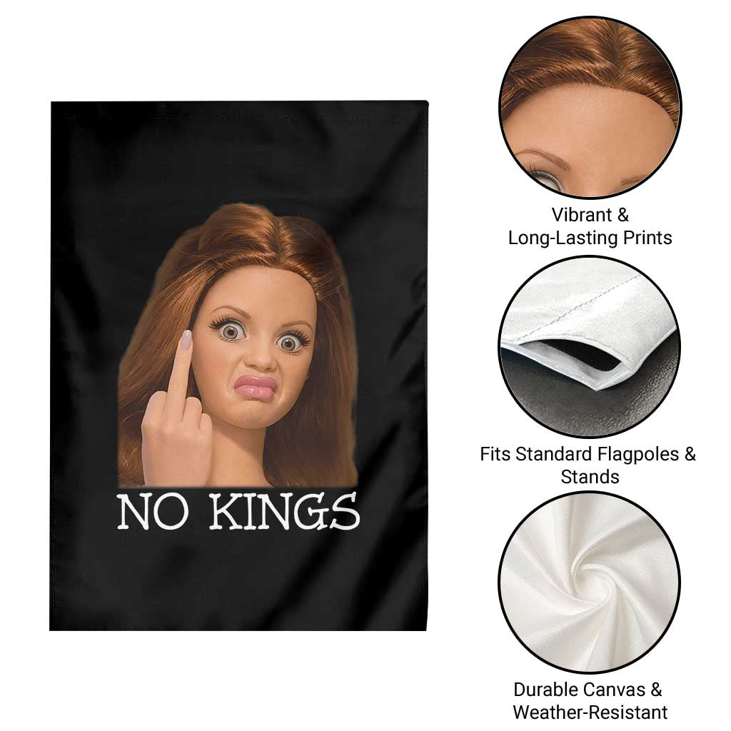 No Kings Garden Flag Funny Disgusted Doll Face Meme TS12 Print Your Wear