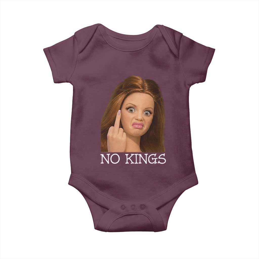 No Kings Baby Onesie Funny Disgusted Doll Face Meme TS12 Maroon Print Your Wear