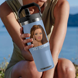 No Kings Flip Straw Tumbler Funny Disgusted Doll Face Meme TS12 One Size: 30 oz Light Blue Print Your Wear