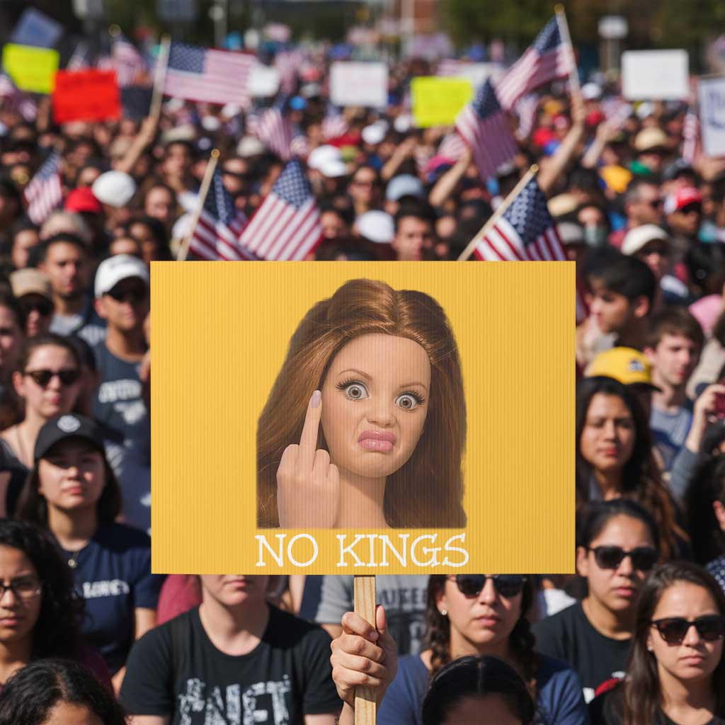 No Kings Protest Sign Funny Disgusted Doll Face Meme TS12 Horizontal 18