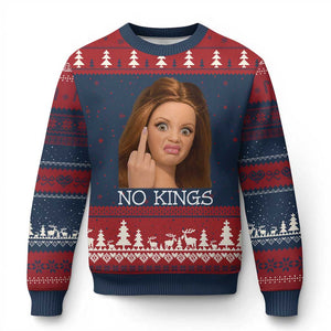 No Kings Ugly Christmas Sweater Funny Disgusted Doll Face Meme TS12 Navy Red Print Your Wear