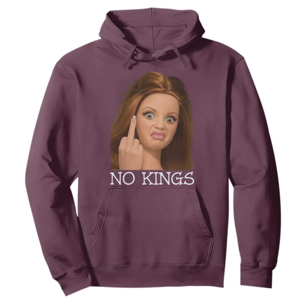 No Kings Hoodie Funny Disgusted Doll Face Meme TS12 Maroon Print Your Wear