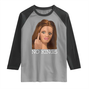 No Kings Raglan Shirt Funny Disgusted Doll Face Meme TS12 Sport Gray Black Print Your Wear