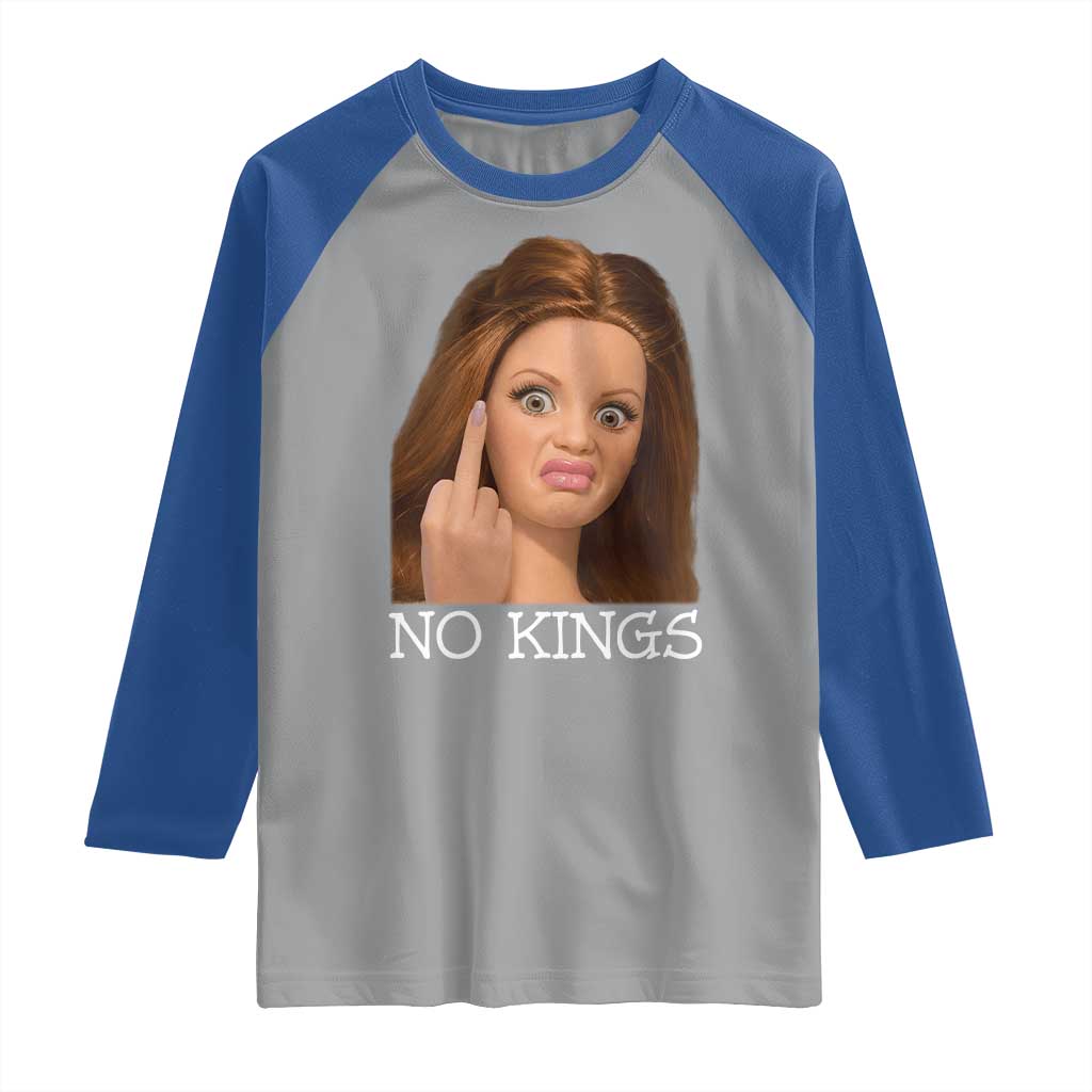 No Kings Raglan Shirt Funny Disgusted Doll Face Meme TS12 Sport Gray Royal Print Your Wear