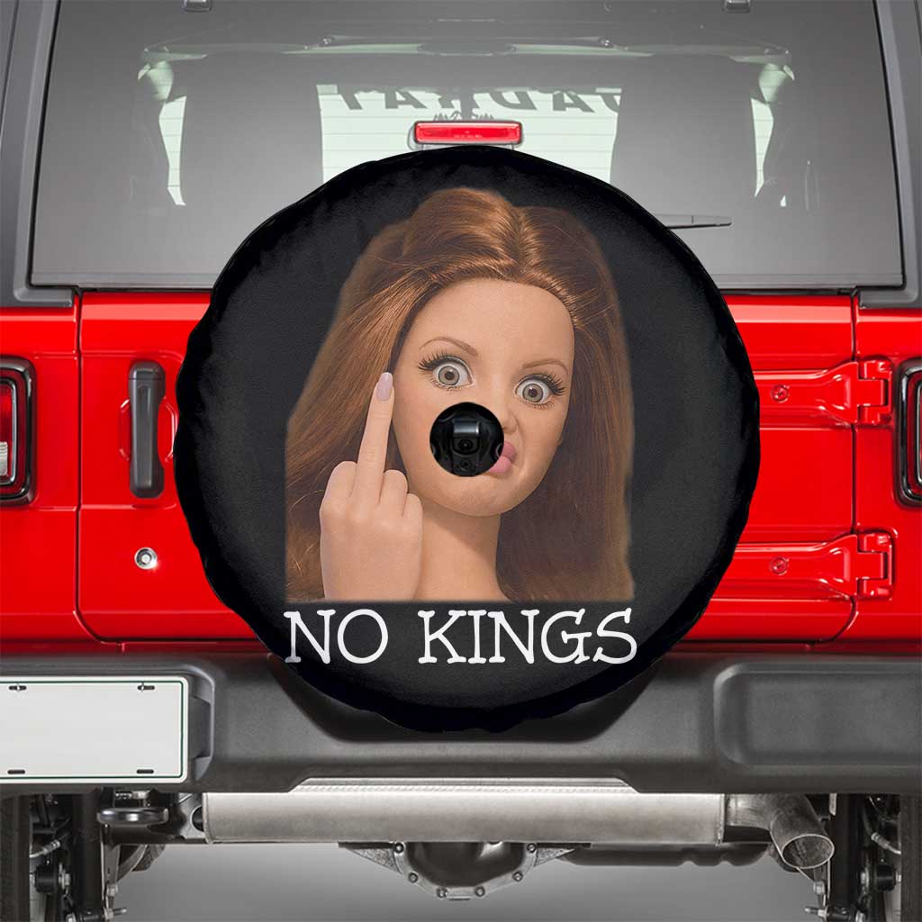 No Kings Spare Tire Cover Funny Disgusted Doll Face Meme TS12 Black Print Your Wear