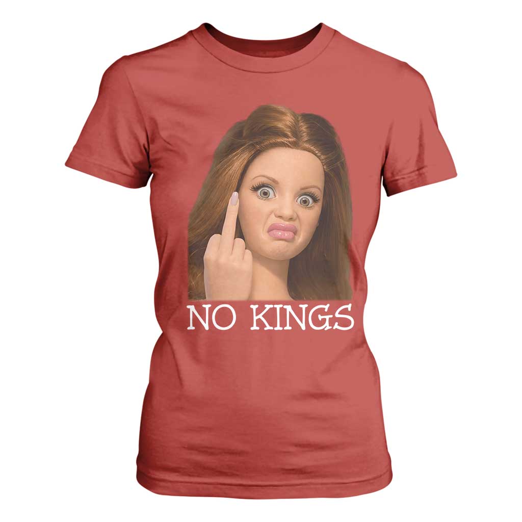 No Kings T Shirt For Women Funny Disgusted Doll Face Meme TS12 Red Print Your Wear