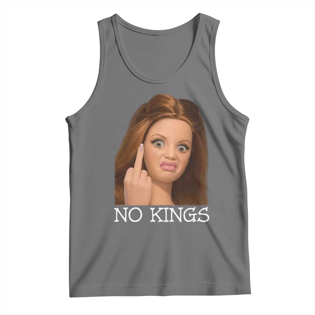 No Kings Tank Top Funny Disgusted Doll Face Meme TS12 Black Heather Print Your Wear