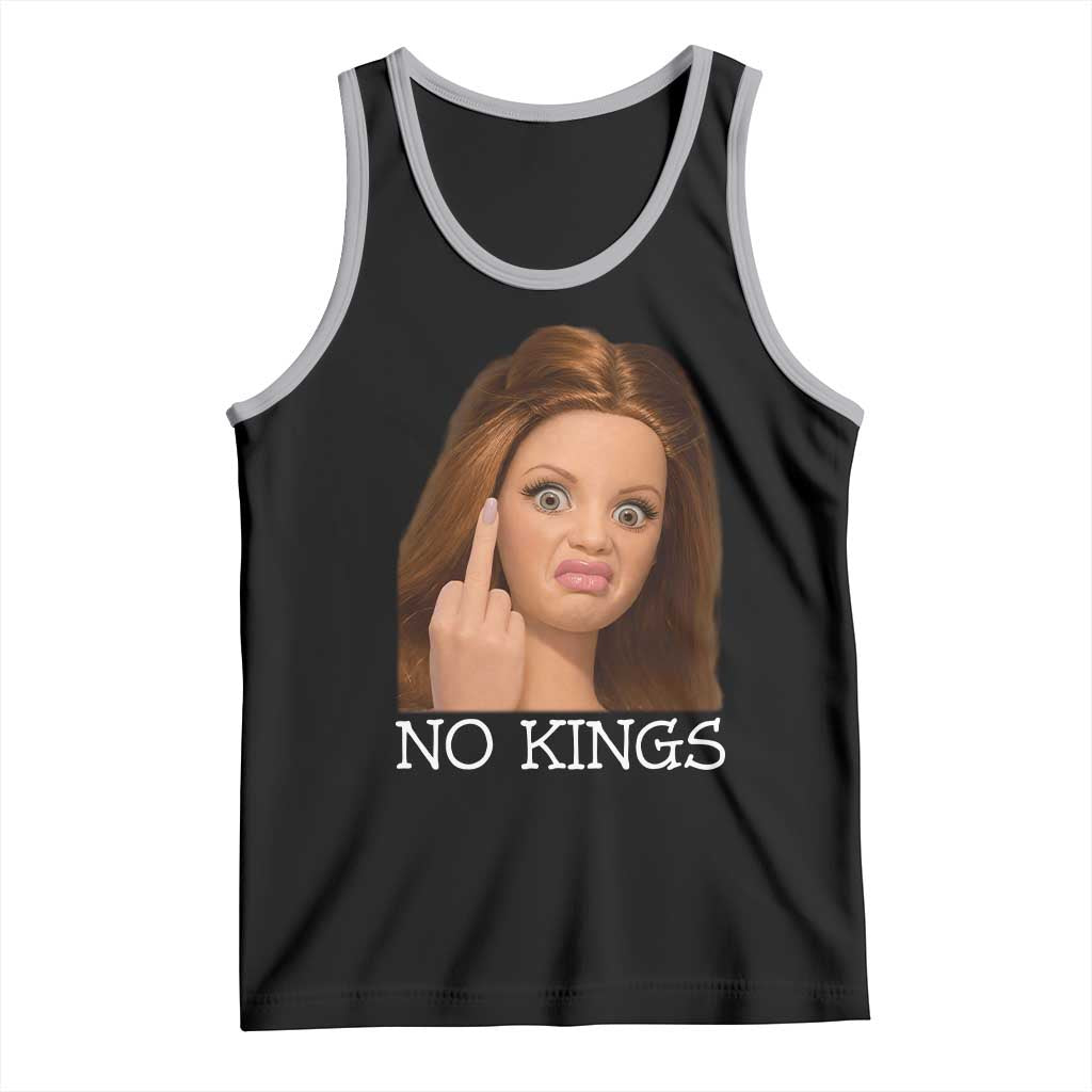 No Kings Tank Top Funny Disgusted Doll Face Meme TS12 Black Athletic Heather Print Your Wear