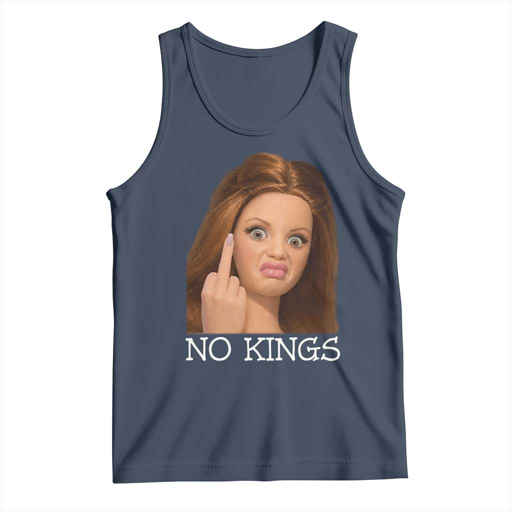 No Kings Tank Top Funny Disgusted Doll Face Meme TS12 Navy Print Your Wear