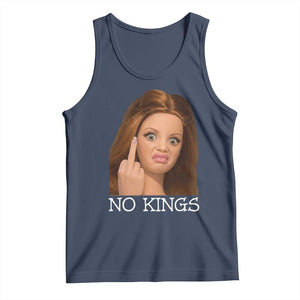 No Kings Tank Top Funny Disgusted Doll Face Meme TS12 Navy Print Your Wear