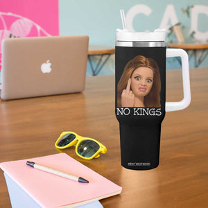 No Kings Tumbler With Handle Funny Disgusted Doll Face Meme TS12 Print Your Wear