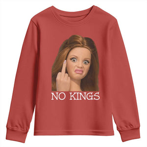 No Kings Youth Sweatshirt Funny Disgusted Doll Face Meme TS12 Red Print Your Wear