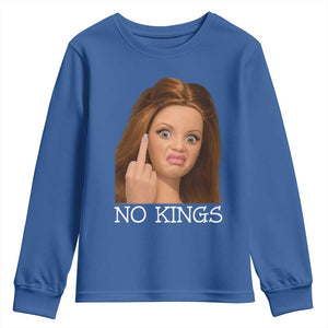 No Kings Youth Sweatshirt Funny Disgusted Doll Face Meme TS12 Royal Blue Print Your Wear