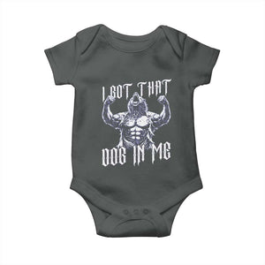 Funny Alpha Wolf Meme Baby Onesie I Got That Dog In Me TS12 Dark Heather Print Your Wear