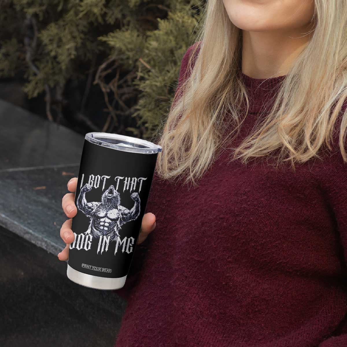 Funny Alpha Wolf Meme Tumbler Cup I Got That Dog In Me TS12 Print Your Wear
