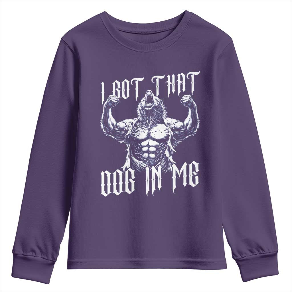 Funny Alpha Wolf Meme Youth Sweatshirt I Got That Dog In Me TS12 Purple Print Your Wear