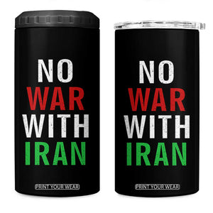 No War With Iran 4 in 1 Can Cooler Tumbler Anti War Political Protest Statement TS12 One Size: 16 oz Black Print Your Wear