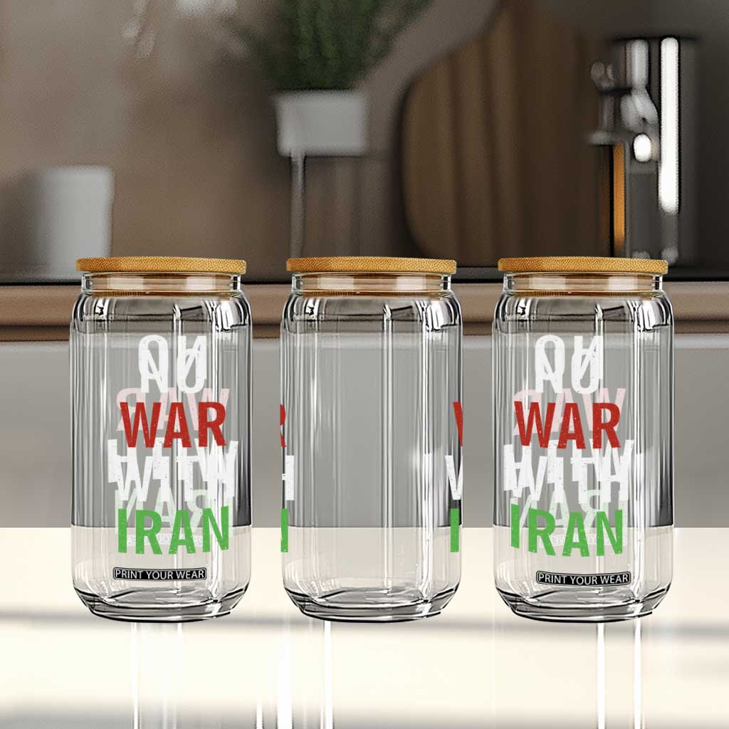 No War With Iran Glass Can Anti War Political Protest Statement TS12 Print Your Wear